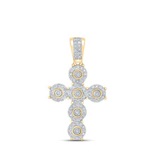 Load image into Gallery viewer, 10kt Yellow Gold Men&#39;s Diamond Cross Pendant - 1/4 Cttw, Round Cut Top view from the 10Kt Yellow Gold Mens Round Diamond Cross Charm Pendant 1 4 Cttwpin212150 collection by Splendid Jewellery