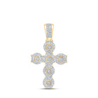 10kt Yellow Gold Men's Diamond Cross Pendant - 1/4 Cttw, Round Cut Top view from the 10Kt Yellow Gold Mens Round Diamond Cross Charm Pendant 1 4 Cttwpin212150 collection by Splendid Jewellery