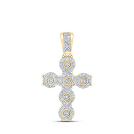 10kt Yellow Gold Men's Diamond Cross Pendant - 1/4 Cttw, Round Cut Top view from the 10Kt Yellow Gold Mens Round Diamond Cross Charm Pendant 1 4 Cttwpin212150 collection by Splendid Jewellery