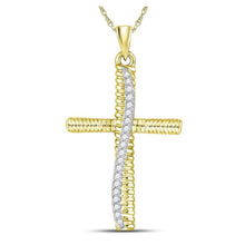 Load image into Gallery viewer, 10kt Yellow Gold Mens Round Diamond Cross Charm Pendant 1/6 Cttw | Splendid Jewellery Top view from the 10Kt Yellow Gold Mens Round Diamond Cross Charm Pendant 1 6 Cttwpin229652 collection by Splendid Jewellery