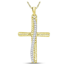 10kt Yellow Gold Mens Round Diamond Cross Charm Pendant 1/6 Cttw | Splendid Jewellery Top view from the 10Kt Yellow Gold Mens Round Diamond Cross Charm Pendant 1 6 Cttwpin229652 collection by Splendid Jewellery