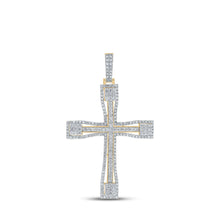 Load image into Gallery viewer, 10kt Yellow Gold Men's Round Diamond Cross Charm Pendant - 2-1/2 Ct.t.w. Top view from the 10Kt Yellow Gold Mens Round Diamond Cross Charm Pendant 2 1 2 Cttwpin212804 collection by Splendid Jewellery