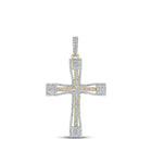 10kt Yellow Gold Men's Round Diamond Cross Charm Pendant - 2-1/2 Ct.t.w. Top view from the 10Kt Yellow Gold Mens Round Diamond Cross Charm Pendant 2 1 2 Cttwpin212804 collection by Splendid Jewellery