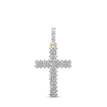 Load image into Gallery viewer, 10kt Yellow Gold Men's Diamond Cross Charm Pendant - 2-1/3 Cttw Top view from the 10Kt Yellow Gold Mens Round Diamond Cross Charm Pendant 2 1 3 Cttwpin286627 collection by Splendid Jewellery