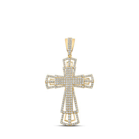 10kt Yellow Gold Men's Round Diamond Cross Charm Pendant - 2-1/3 Cttw | Splendid Jewellery Top view from the 10Kt Yellow Gold Mens Round Diamond Cross Charm Pendant 2 1 3 Cttwpin214627 collection by Splendid Jewellery