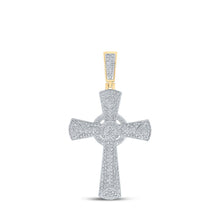 Load image into Gallery viewer, 10kt Yellow Gold Men&#39;s Round Diamond Cross Charm Pendant - 2-3/4 Cttw | Splendid Jewellery Top view from the 10Kt Yellow Gold Mens Round Diamond Cross Charm Pendant 2 3 4 Cttwpin212808 collection by Splendid Jewellery