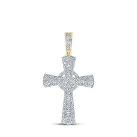 10kt Yellow Gold Men's Round Diamond Cross Charm Pendant - 2-3/4 Cttw | Splendid Jewellery Top view from the 10Kt Yellow Gold Mens Round Diamond Cross Charm Pendant 2 3 4 Cttwpin212808 collection by Splendid Jewellery