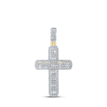 Load image into Gallery viewer, 10kt Yellow Gold Men&#39;s Round Diamond Cross Charm Pendant - 2-3/4 Cttw Top view from the 10Kt Yellow Gold Mens Round Diamond Cross Charm Pendant 2 3 4 Cttwpin215260 collection by Splendid Jewellery