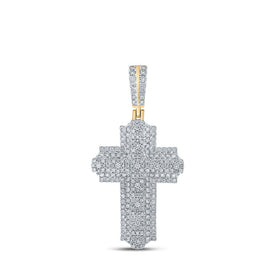 10kt Yellow Gold Men's Round Diamond Cross Charm Pendant - Captivating Brilliance Top view from the 10Kt Yellow Gold Mens Round Diamond Cross Charm Pendant 2 3 4 Cttwpin212805 collection by Splendid Jewellery