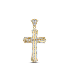 10kt Yellow Gold Men's Round Diamond Cross Charm Pendant - Exquisite Brilliance Top view from the 10Kt Yellow Gold Mens Round Diamond Cross Charm Pendant 2 3 4 Cttwpin214621 collection by Splendid Jewellery