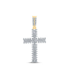 Load image into Gallery viewer, 10kt Yellow Gold Men's Round Diamond Cross Charm Pendant - A Dazzling Statement Piece Top view from the 10Kt Yellow Gold Mens Round Diamond Cross Charm Pendant 2 3 8 Cttwpin210340 collection by Splendid Jewellery