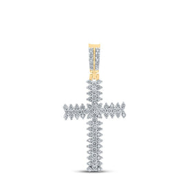 10kt Yellow Gold Men's Round Diamond Cross Charm Pendant - A Dazzling Statement Piece Top view from the 10Kt Yellow Gold Mens Round Diamond Cross Charm Pendant 2 3 8 Cttwpin210340 collection by Splendid Jewellery