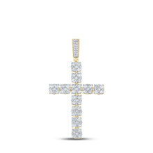 Load image into Gallery viewer, 10kt Yellow Gold Men's Round Diamond Cross Charm Pendant - Exquisite Brilliance Top view from the 10Kt Yellow Gold Mens Round Diamond Cross Charm Pendant 2 5 8 Cttwpin289330 collection by Splendid Jewellery