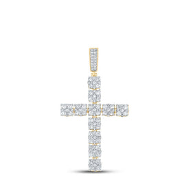 10kt Yellow Gold Men's Round Diamond Cross Charm Pendant - Exquisite Brilliance Top view from the 10Kt Yellow Gold Mens Round Diamond Cross Charm Pendant 2 5 8 Cttwpin289330 collection by Splendid Jewellery