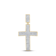 Load image into Gallery viewer, 10kt Yellow Gold Men&#39;s Round Diamond Cross Charm Pendant - 2 Cttw | Splendid Jewellery Top view from the 10Kt Yellow Gold Mens Round Diamond Cross Charm Pendant 2 Cttwpin289313 collection by Splendid Jewellery