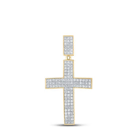 10kt Yellow Gold Men's Round Diamond Cross Charm Pendant - 2 Cttw | Splendid Jewellery Top view from the 10Kt Yellow Gold Mens Round Diamond Cross Charm Pendant 2 Cttwpin289313 collection by Splendid Jewellery