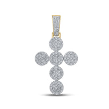 Load image into Gallery viewer, 10kt Yellow Gold Men&#39;s Round Diamond Cross Charm Pendant - 2 Cttw | Splendid Jewellery Top view from the 10Kt Yellow Gold Mens Round Diamond Cross Charm Pendant 2 Cttwpin289458 collection by Splendid Jewellery