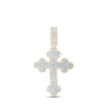 Load image into Gallery viewer, 10kt Yellow Gold Men&#39;s Round Diamond Cross Charm Pendant - 2 Cttw | Splendid Jewellery Top view from the 10Kt Yellow Gold Mens Round Diamond Cross Charm Pendant 2 Cttwpin216853 collection by Splendid Jewellery