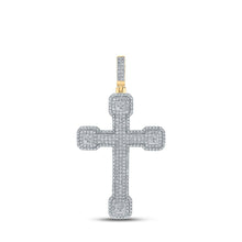 Load image into Gallery viewer, 10kt Yellow Gold Men's Round Diamond Cross Charm Pendant - 3-1/2 Cttw Top view from the 10Kt Yellow Gold Mens Round Diamond Cross Charm Pendant 3 1 2 Cttwpin212464 collection by Splendid Jewellery