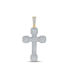Load image into Gallery viewer, 10kt Yellow Gold Men's Round Diamond Cross Charm Pendant - A Dazzling Statement of Faith Top view from the 10Kt Yellow Gold Mens Round Diamond Cross Charm Pendant 3 1 2 Cttwpin212462 collection by Splendid Jewellery