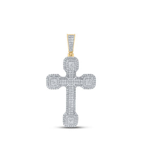 10kt Yellow Gold Men's Round Diamond Cross Charm Pendant - A Dazzling Statement of Faith Top view from the 10Kt Yellow Gold Mens Round Diamond Cross Charm Pendant 3 1 2 Cttwpin212462 collection by Splendid Jewellery