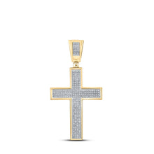 Load image into Gallery viewer, 10kt Yellow Gold Men's Round Diamond Cross Charm Pendant - Captivating Elegance Top view from the 10Kt Yellow Gold Mens Round Diamond Cross Charm Pendant 3 4 Cttwpin212348 collection by Splendid Jewellery