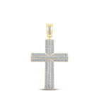 10kt Yellow Gold Mens Round Diamond Cross Charm Pendant 3/4 Cttw | Dazzling Diamond Delight Top view from the 10Kt Yellow Gold Mens Round Diamond Cross Charm Pendant 3 4 Cttwpin212349 collection by Splendid Jewellery