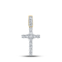 Load image into Gallery viewer, 10kt Yellow Gold Men's Round Diamond Cross Charm Pendant - 3/4 Cttw Top view from the 10Kt Yellow Gold Mens Round Diamond Cross Charm Pendant 3 4 Cttwpin223765 collection by Splendid Jewellery