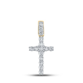 10kt Yellow Gold Men's Round Diamond Cross Charm Pendant - 3/4 Cttw Top view from the 10Kt Yellow Gold Mens Round Diamond Cross Charm Pendant 3 4 Cttwpin223765 collection by Splendid Jewellery