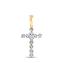 Load image into Gallery viewer, 10kt Yellow Gold Men&#39;s Diamond Cross Pendant - 3/4 Cttw Top view from the 10Kt Yellow Gold Mens Round Diamond Cross Charm Pendant 3 4 Cttwpin210356 collection by Splendid Jewellery