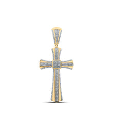 Load image into Gallery viewer, 10kt Yellow Gold Men's Round Diamond Cross Charm Pendant - 3/4 Cttw | Splendid Jewellery Top view from the 10Kt Yellow Gold Mens Round Diamond Cross Charm Pendant 3 4 Cttwpin215204 collection by Splendid Jewellery