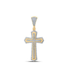 Majestic 10kt Yellow Gold Men's Diamond Cross Charm Pendant - 3/8 Cttw Top view from the 10Kt Yellow Gold Mens Round Diamond Cross Charm Pendant 3 8 Cttwpin215207 collection by Splendid Jewellery
