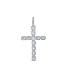 Load image into Gallery viewer, 10kt Yellow Gold Men's Round Diamond Cross Charm Pendant - 4-1/4 Ct.t.w. Top view from the 10Kt Yellow Gold Mens Round Diamond Cross Charm Pendant 4 1 4 Cttwpin215792 collection by Splendid Jewellery