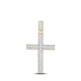 10kt Yellow Gold Men's Round Diamond Cross Charm Pendant - A Dazzling Symbol of Faith and Style Top view from the 10Kt Yellow Gold Mens Round Diamond Cross Charm Pendant 4 1 4 Cttwpin211919 collection by Splendid Jewellery