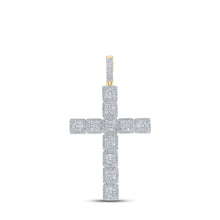 Load image into Gallery viewer, 10kt Yellow Gold Men&#39;s Round Diamond Cross Charm Pendant - Exquisite Brilliance Top view from the 10Kt Yellow Gold Mens Round Diamond Cross Charm Pendant 4 5 8 Cttwpin215795 collection by Splendid Jewellery