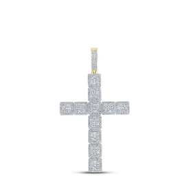 10kt Yellow Gold Men's Round Diamond Cross Charm Pendant - Exquisite Brilliance Top view from the 10Kt Yellow Gold Mens Round Diamond Cross Charm Pendant 4 5 8 Cttwpin215795 collection by Splendid Jewellery