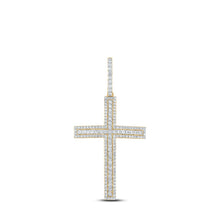 Load image into Gallery viewer, 10kt Yellow Gold Men's Diamond Cross Charm Pendant - 4 Cttw | Splendid Jewellery Top view from the 10Kt Yellow Gold Mens Round Diamond Cross Charm Pendant 4 Cttwpin289337 collection by Splendid Jewellery