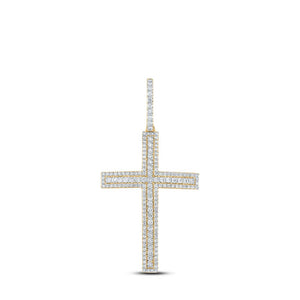 Men's Diamond Charm Pendant | 10kt Yellow Gold Mens Round Diamond Cross Charm Pendant 4 Cttw | Splendid Jewellery GND