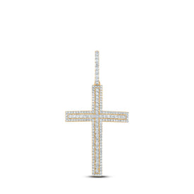 10kt Yellow Gold Men's Round Diamond Cross Charm Pendant - 4 Cttw | Splendid Jewellery Top view from the 10Kt Yellow Gold Mens Round Diamond Cross Charm Pendant 4 Cttwpin211916 collection by Splendid Jewellery