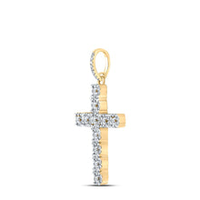 Load image into Gallery viewer, 10kt Yellow Gold Men&#39;s Diamond Cross Charm Pendant - 5/8 Ct.t.w. Side view from the 10Kt Yellow Gold Mens Round Diamond Cross Charm Pendant 5 8 Cttwpin289383 collection by Splendid Jewellery