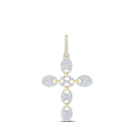 10kt Yellow Gold Men's Diamond Cross Charm Pendant - 5/8 Cttw Top view from the 10Kt Yellow Gold Mens Round Diamond Cross Charm Pendant 5 8 Cttwpin216813 collection by Splendid Jewellery