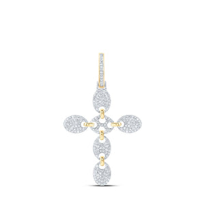 Men's Diamond Charm Pendant | 10kt Yellow Gold Mens Round Diamond Cross Charm Pendant 5/8 Cttw | Splendid Jewellery GND