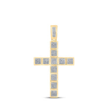 Load image into Gallery viewer, 10kt Yellow Gold Men's Round Diamond Cross Charm Pendant 5/8 Cttw - A Dazzling Symbol of Faith and Style Top view from the 10Kt Yellow Gold Mens Round Diamond Cross Charm Pendant 5 8 Cttwpin212345 collection by Splendid Jewellery