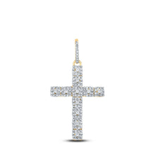 Load image into Gallery viewer, 10kt Yellow Gold Men&#39;s Diamond Cross Charm Pendant - 5/8 Ct.t.w. Top view from the 10Kt Yellow Gold Mens Round Diamond Cross Charm Pendant 5 8 Cttwpin289383 collection by Splendid Jewellery