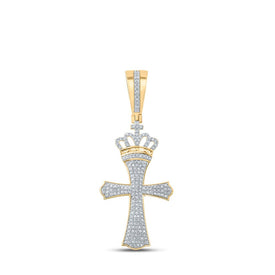 10kt Yellow Gold Men's Crown King Cross Diamond Charm Pendant - 1/2 Cttw Top view from the 10Kt Yellow Gold Mens Round Diamond Crown King Cross Charm Pendant 1 2 Cttwpin286722 collection by Splendid Jewellery