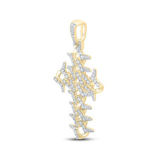Load image into Gallery viewer, 10kt Yellow Gold Men&#39;s Round Diamond Cuban Link Cross Charm Pendant - 1-1/2 Cttw | Splendid Jewellery Side view from the 10Kt Yellow Gold Mens Round Diamond Cuban Link Cross Charm Pendant 1 1 2 Cttwpin289455 collection by Splendid Jewellery
