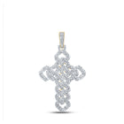 10kt Yellow Gold Men's Round Diamond Cuban Link Cross Charm Pendant - Captivating Diamond Delight Top view from the 10Kt Yellow Gold Mens Round Diamond Cuban Link Cross Charm Pendant 1 3 4 Cttwpin289476 collection by Splendid Jewellery