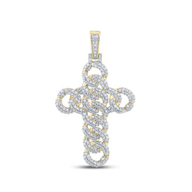 10kt Yellow Gold Men's Round Diamond Cuban Link Cross Charm Pendant - 1-7/8 Cttw | Splendid Jewellery Top view from the 10Kt Yellow Gold Mens Round Diamond Cuban Link Cross Charm Pendant 1 7 8 Cttwpin289479 collection by Splendid Jewellery