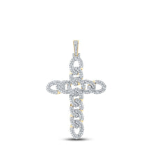 Load image into Gallery viewer, 10kt Yellow Gold Men's Round Diamond Cuban Link Cross Charm Pendant - 3 Cttw Top view from the 10Kt Yellow Gold Mens Round Diamond Cuban Link Cross Charm Pendant 3 Cttwpin289452 collection by Splendid Jewellery