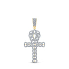 10kt Yellow Gold Men's Round Diamond Curb Ankh Cross Charm Pendant - Exquisite Elegance Top view from the 10Kt Yellow Gold Mens Round Diamond Curb Ankh Cross Charm Pendant 3 4 Cttwpin218808 collection by Splendid Jewellery